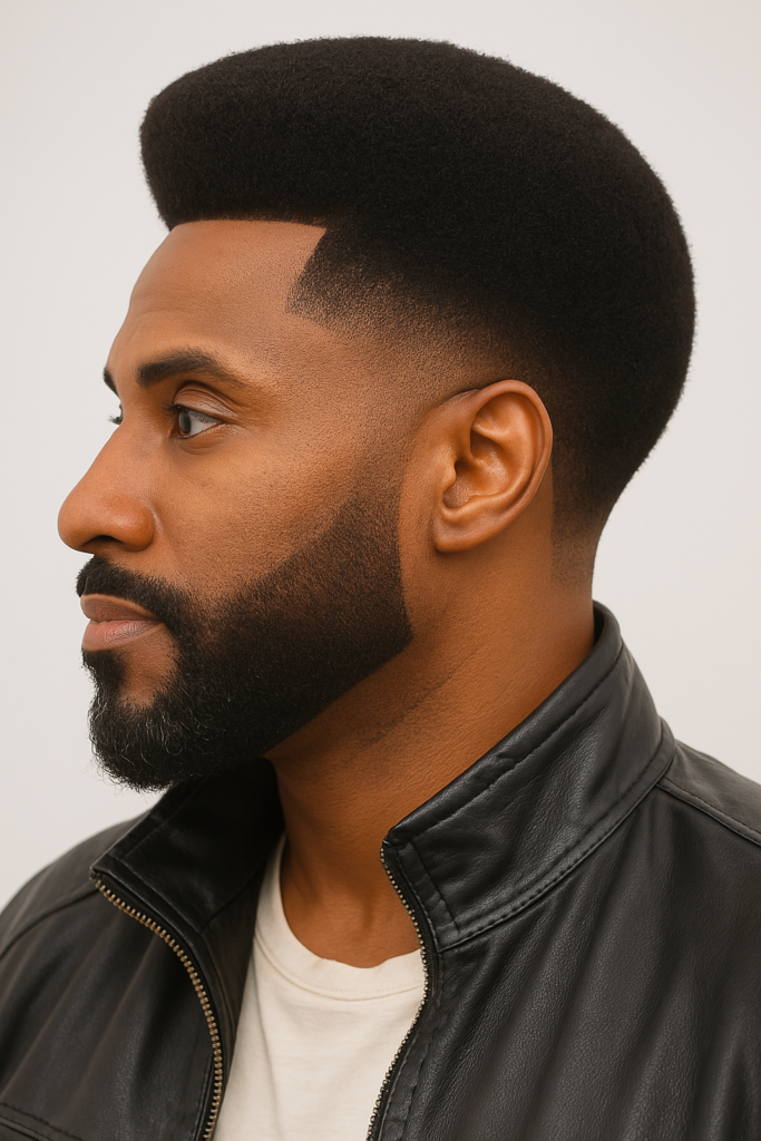 Pompadour Afro with Temple Fade