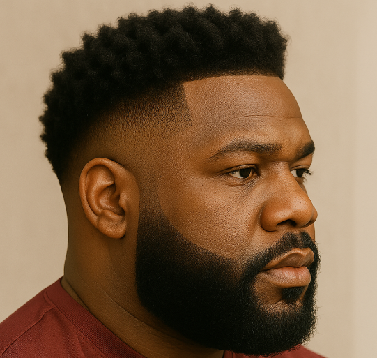 Textured Afro with Temple Fade